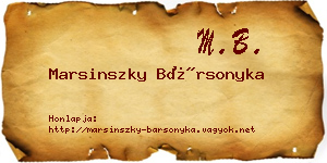 Marsinszky Bársonyka névjegykártya